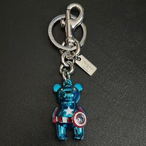 Coach Captain America Metal Bear Keychain